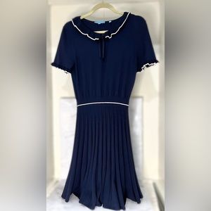 Draper James Ruffle Neck Navy Blue Sweaterdress Size M
